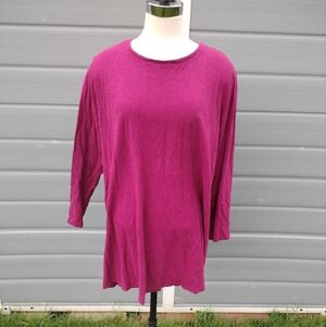 Eileen Fisher Womens Organic Cotton Hemp Tunic Top 2X Magenta